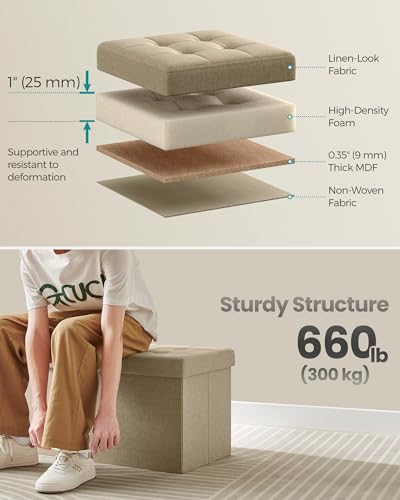 30 Inches Storage Ottoman (Camel Brown / 15"D x 30"W x 15"H (with Flipping Lid))
