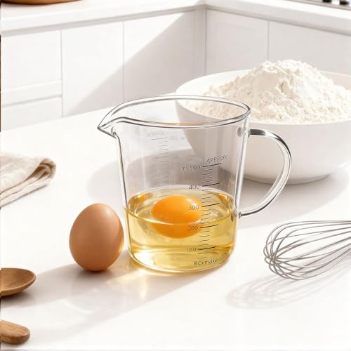 Glass Measuring Cups High Borosilicate 500ML 2CUPS [Insulated Handle (500ml)