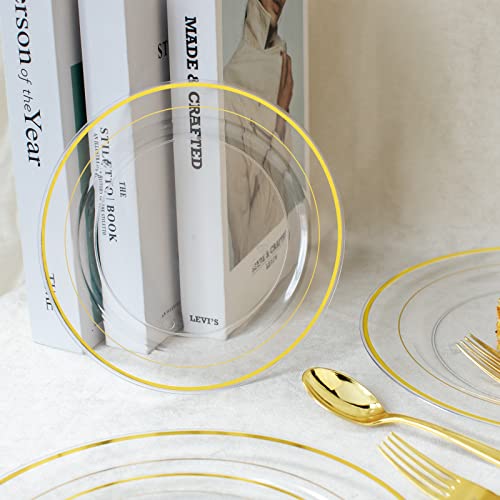 60 Pcs Clear Gold Plastic Plates (60 Pieces / Clear Gold)