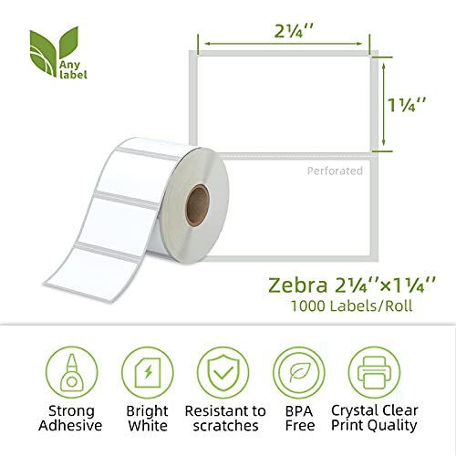 2.25" x 1.25" Direct Thermal Labels (2.25" x 1.25" / 12 Rolls)