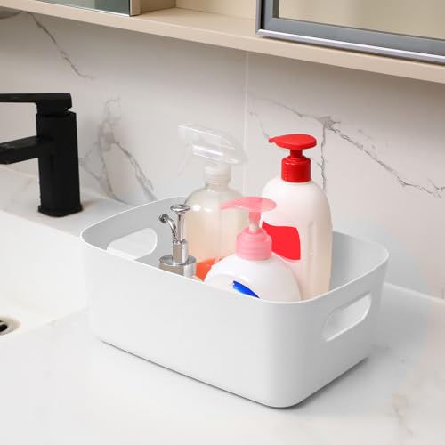 White Plastic Storage Bins (White / 12 x 8 x 5 Inches)