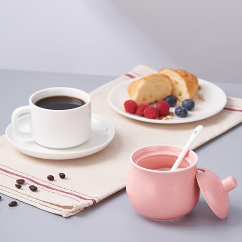 7 OZ Ceramic Sugar Bowl with Lid and Spoon