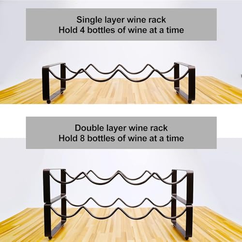 Stackable Wine Rack Countertop (Brown / 2 Tier)
