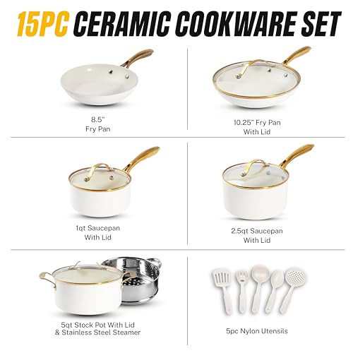 15 Pc Ceramic Cookware Set (Gray / 15 Pc Set)