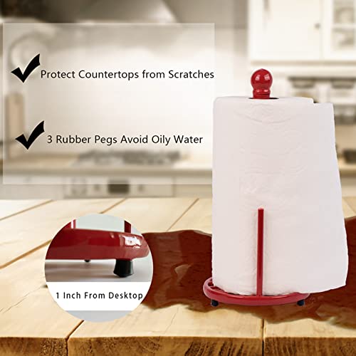 Red Cast Iron Paper Towel Holder for Kitchen Countertop (Red)