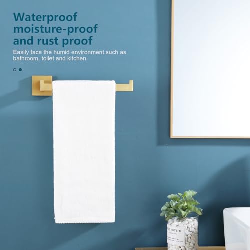 Towel Bar Gold Hand Towel Holder for Bathroom Kitchen Hardware Stainless Steel Wall Mounted (Brushed Gold)