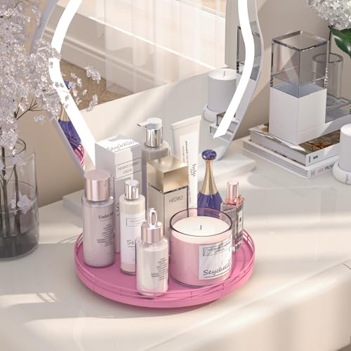 12 Inch Oak Lazy Susan Vanity Tray (Pink / 12)