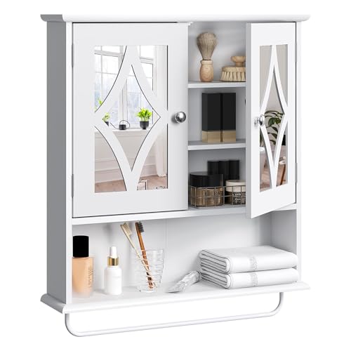 22x25 Bathroom Medicine Cabinet with Mirror (White / 5.1"D x 22"W x 25.6"H)