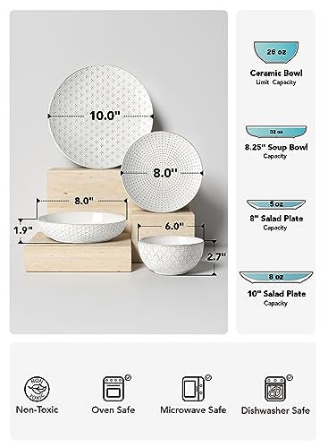 Plates and Bowls Sets for 4 (Dinnerware 16 pieces)