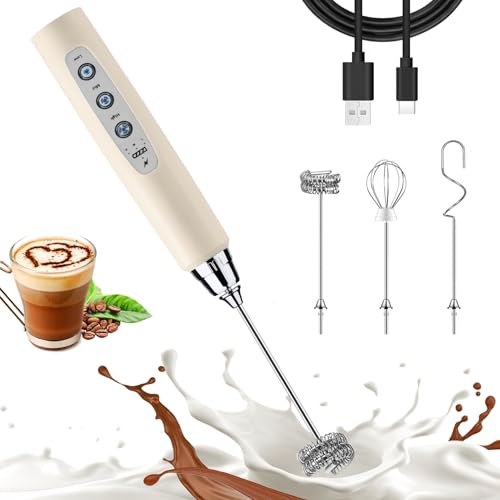 Beige Milk Frother Wand for Coffee