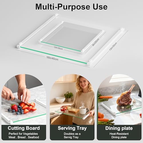 Glass Cutting Boards for Kitchen (White)