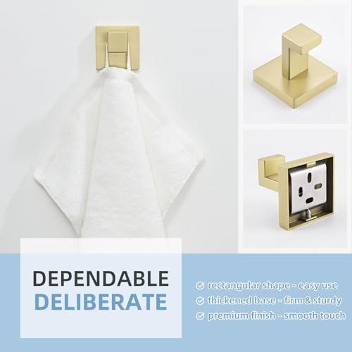 Bathroom Towel Hook for Wall (1 Pack / Brushed Gold)