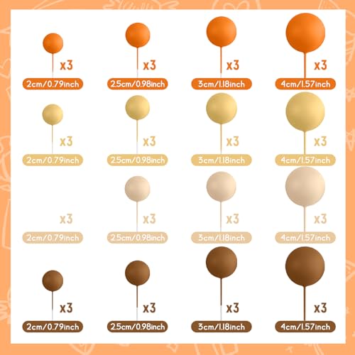 48 Pcs Balls Cake Topper Decorations Balloon Cupcake Toppers Foam Cake Topper Balls Cake Balls Decorations for Birthday Party Wedding Cake Decorating (48 Count)