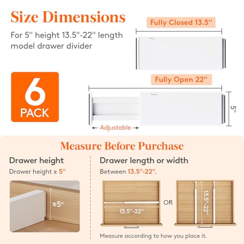 5" Tall Upgrade Drawer Dividers (5"H, 13.5-22"L)