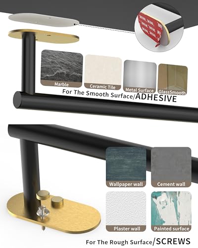 Paper Towel Holder Under Cabinet Self Adhesive Black & Gold (Black&gold / Standard Holder)