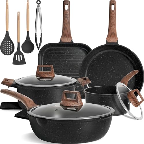 16Pcs Ceramic Pots and Pans Set Non Stick