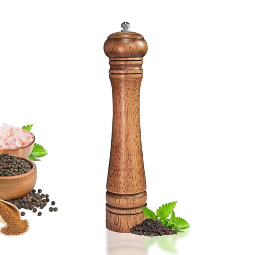 1 Pack 10 Inch tall Wooden Pepper Mill or Salt Mill