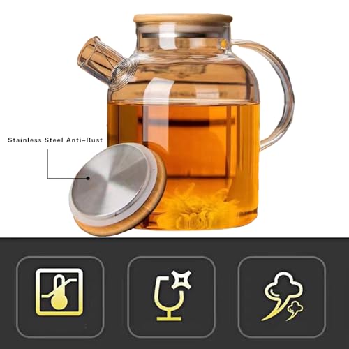 Glass Teapot Stovetop and Microwave Safe Glass Borosilicate Teapot