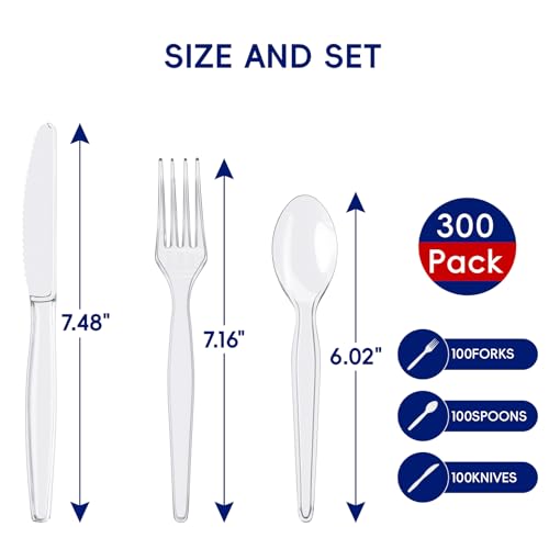 300 Count Clear Plastic Silverware (Clear / Cutlery)