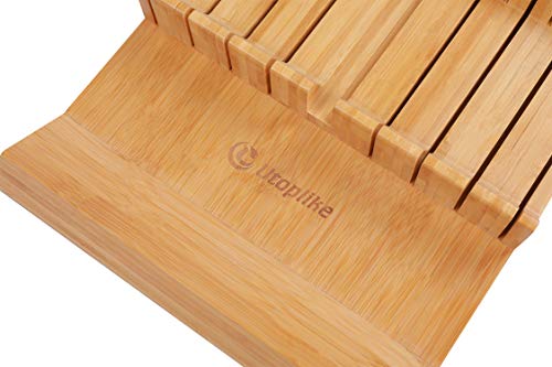 In drawer Knife Block Bamboo Kitchen Knives Drawer Organizer Large (Natural / 16 Holder)