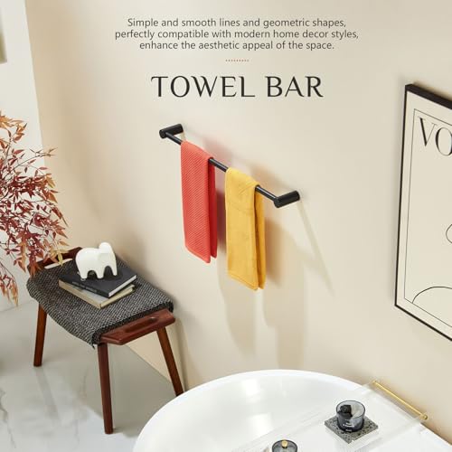 Towel Rack Black Bathroom Wall Mounted Towel Holder 20 (Matte Black / 20-Inch)