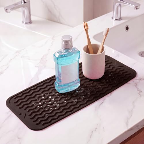Silicone Dish Drying Mat for Multiple Usage (Coffee / 17"L x 6"W)