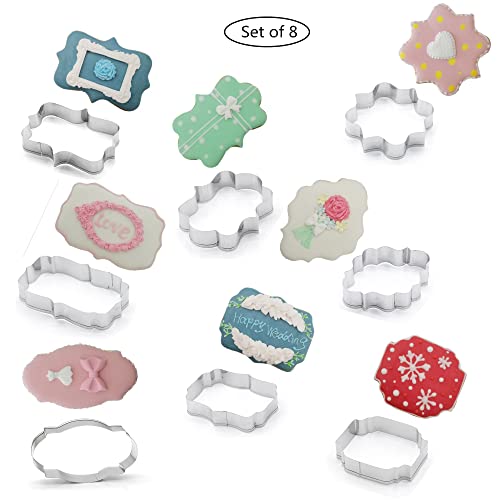 Fancy Plaque Frame Shaped Cookie Cutters Set Stainless Steel 8Pcs