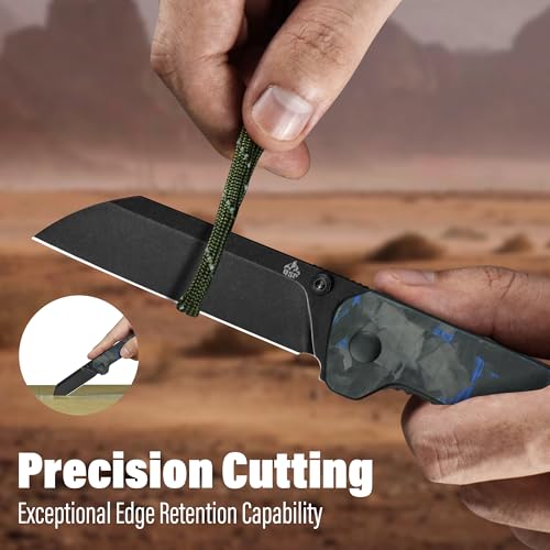 Penguin V2 Folding Pocket Knife (Blue Shredded CF Overlay/Black)