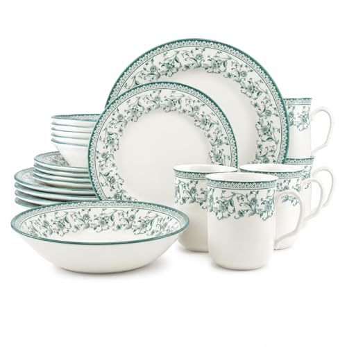 Royal 24 Piece Porcelain Dinnerware Set for 6 (Aster Green / 24)