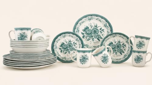Royal 24 Piece Porcelain Dinnerware Set for 6 (24 / VICTORIA Green)