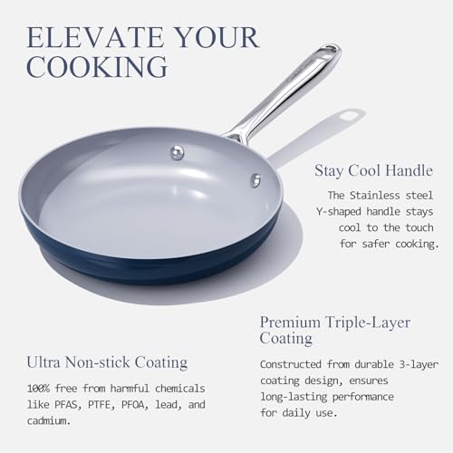 Premium Ceramic Frying Pan (10 inch / Navy Blue)