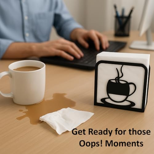 Napkin Holder for Table (C Coffee Cup Fork Black)