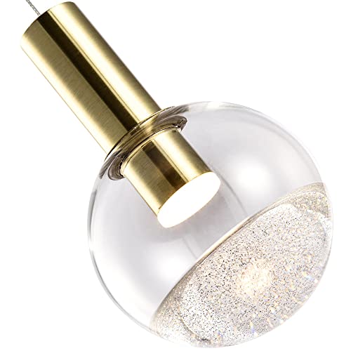 Lighting Sienna VAP2181BRS 5" Integrated LED ETL Certified Height Adjustable Pendant Light with Globe Shade