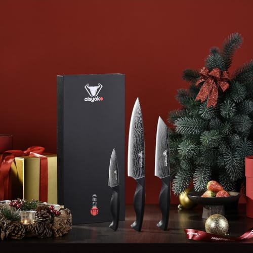 8C Damascus Knife Set (3-Piece Knife Set (Multiple Sizes))
