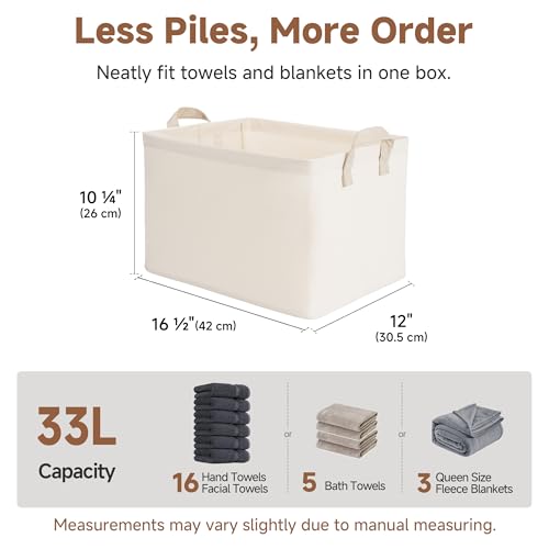 Fabric Storage Bins (Beige(Cottlyn Fabric) / 16 ½" L x 12" W x 10 ¼" H)