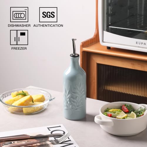 Sweejar Ceramic Olive Oil Dispenser Bottle (Light Blue / 20 oz, Set of 1)