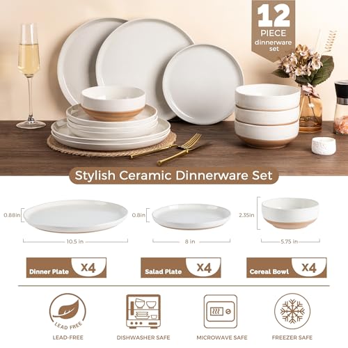Dinnerware Sets for 4 (Light Beige / Service For 4(12Pcs))