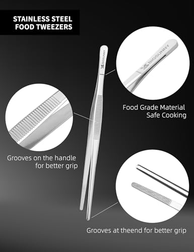 8.5 Inch Kitchen Tweezers Fine Tweezer Tongs (8.5" Tweezers)