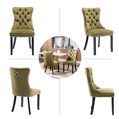 Olive Green Velvet Dining Chairs Set of 6 (Olive Green)
