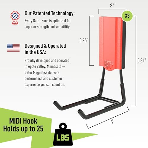 MIDI 4 in Red Open Hooks (4" - Red - 3 Pack / Open Hooks)