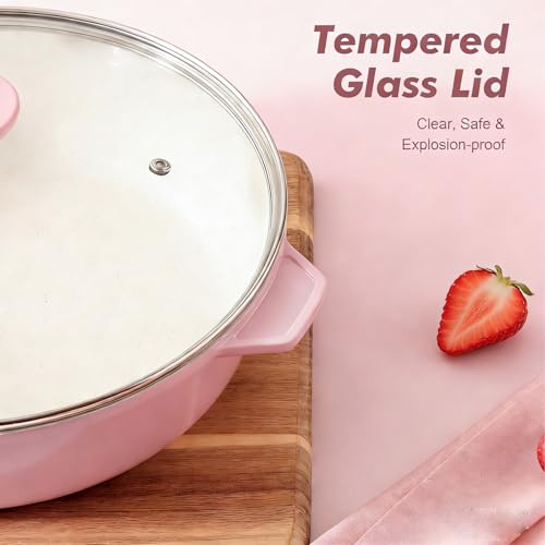 Nonstick Ceramic Skillet with Lid 11 (Sakura Pink / 11-inch/4.5QT)