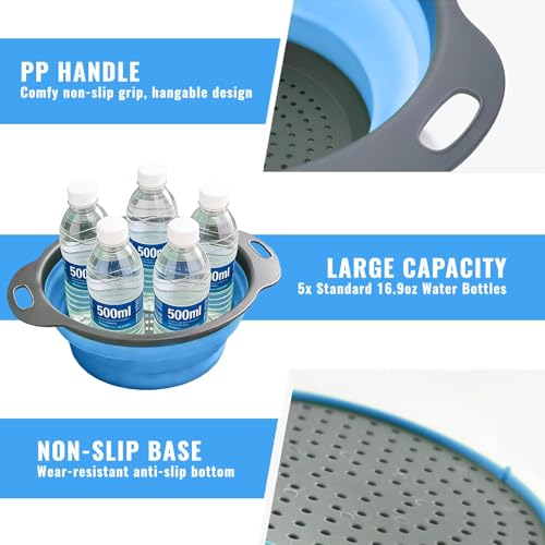 2 Pack Collapsible Silicone Colander with Handle (2 Count)
