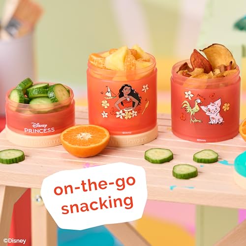 Moana) DiSNEY PRINCESS Whiskware Stackable Snack Pack - 3 Jar + Handle - Blue/Orange/Pink (Disney / Moana)