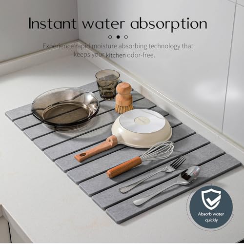 Stone Drying Mat for Kitchen Counter (Medium Gray B / 23.6" x 15.4")