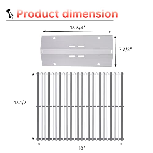 BBQ Grill Grates Replacement for Cuisinart Gas Grill CGG (Silver 7MM + heat plates)