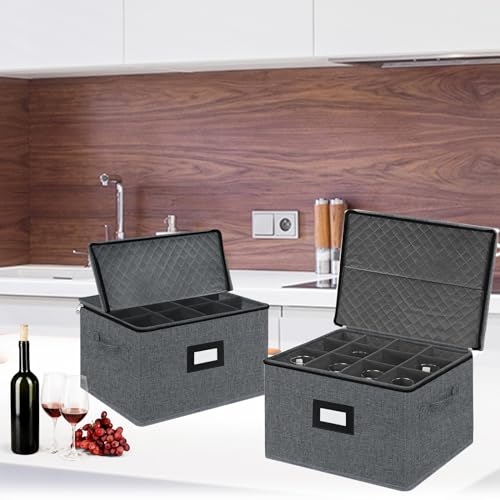 2 Pack Stemware and Glassware Storage Cases (Wine Glass Storage Box)