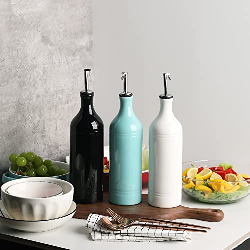 Sweejar Large Ceramic Olive Oil Dispenser Bottle (24 oz, Set of 1 / Black)