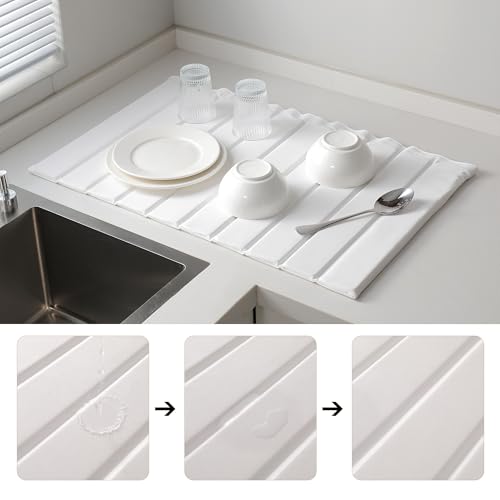 Stone Drying Mat for Kitchen Counter (White / 24.8" x 15.7")
