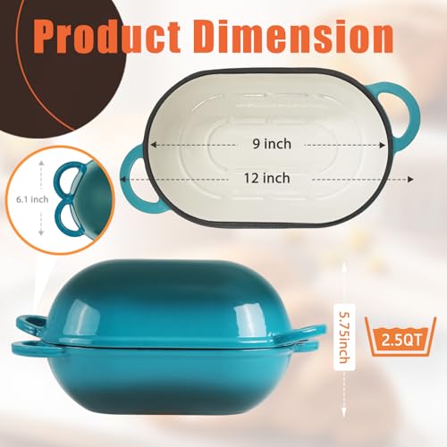 2.5 QT Enameled Cast Iron Sourdough Bread Oven (BlueGreen / 2.5 QT)