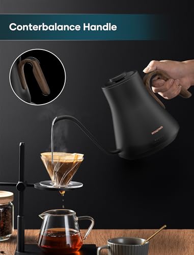Gooseneck Electric Kettle with ±1℉ Temperature Control 0.9 Liter (Black Walnut)